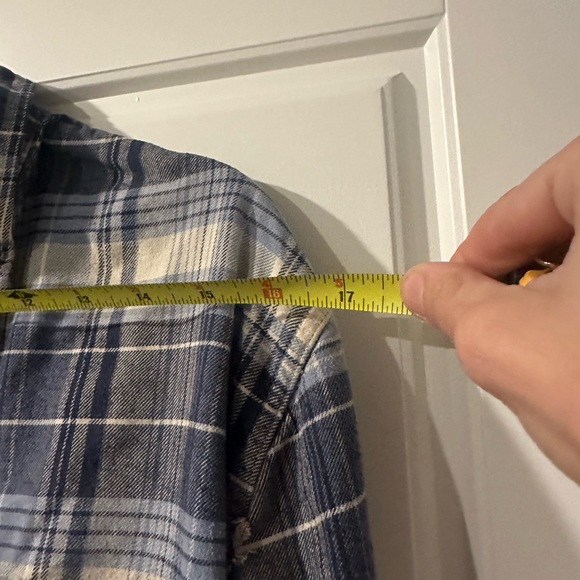 Men's Weatherproof Blue Plaid Flannel Long Sleeve Button Down Shirt L - Picture 12 of 13